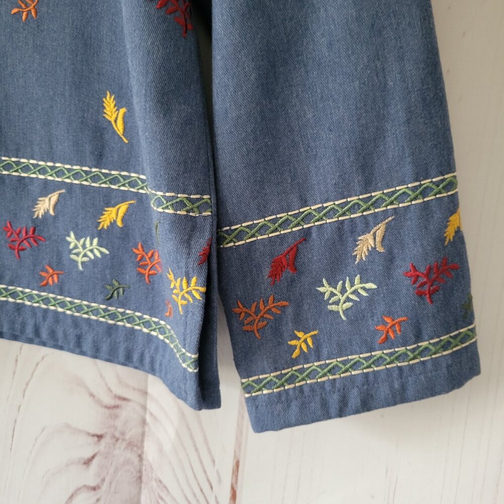 BonWorth Vintage 90’s Embroidered Long Sleeve Blue Denim Button Down Shirt EUC - Picture 2 of 10